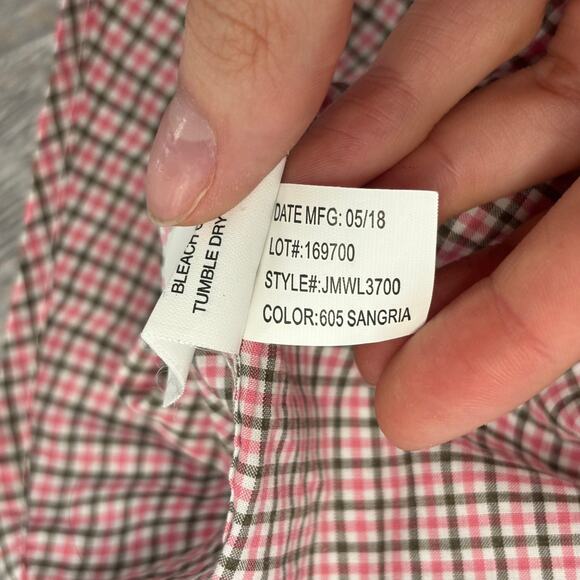 Johnnie-O Dorsey Sangria Pink Mens M Classic Check Long Sleeve Button Up Shirt - Picture 6 of 9
